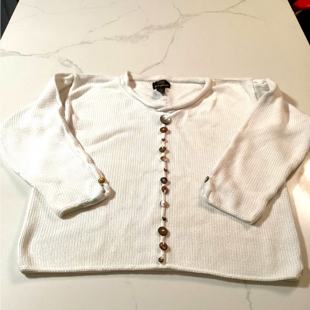 Fresh Produce Sweater with small buttons just for adornment.